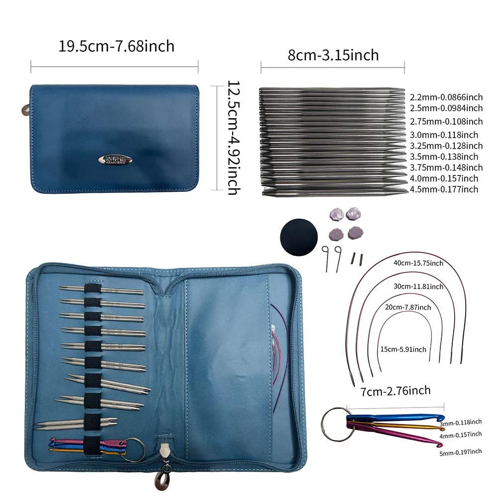 9 Pairs Circular Knitting Needles Set
