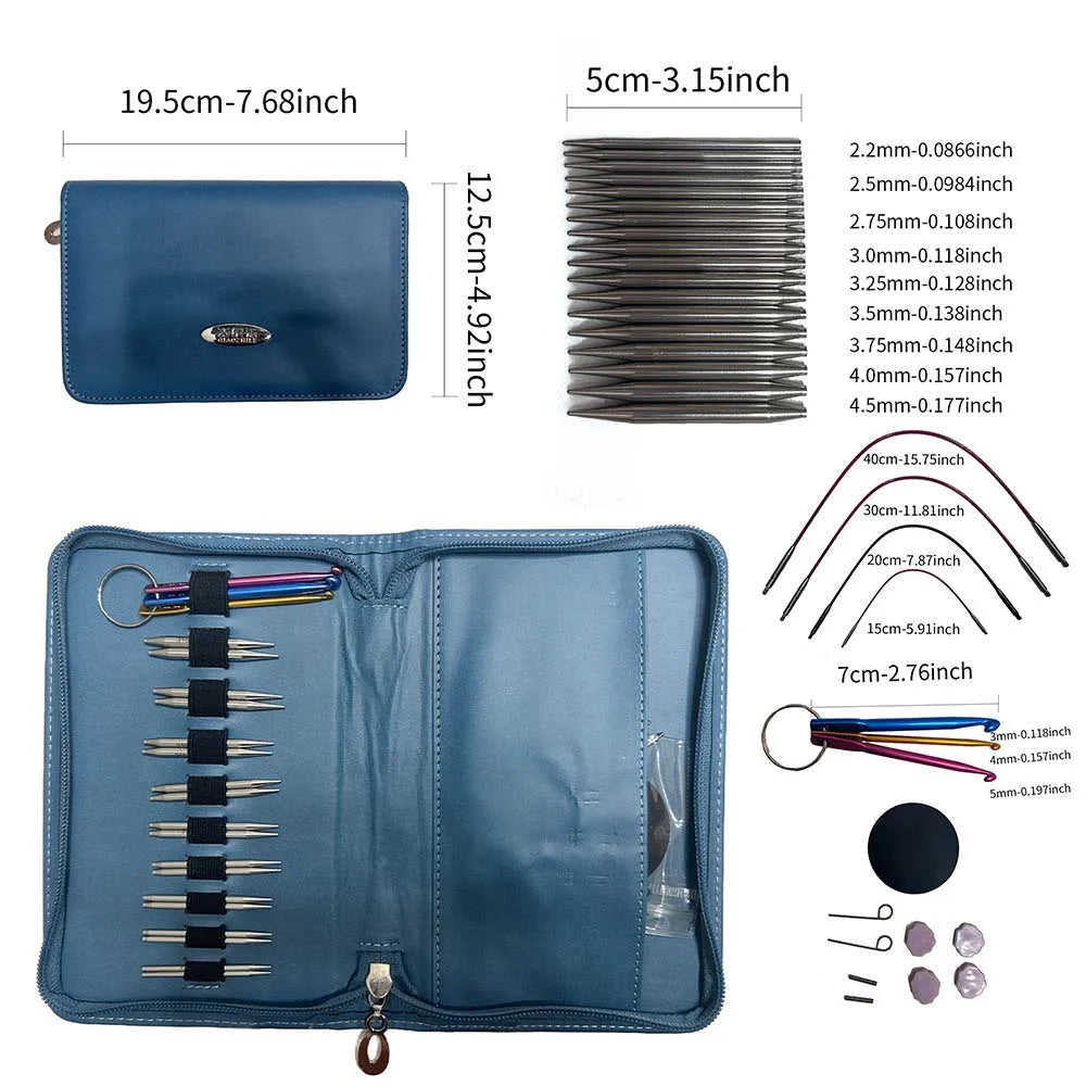 9 Pairs Circular Knitting Needles Set
