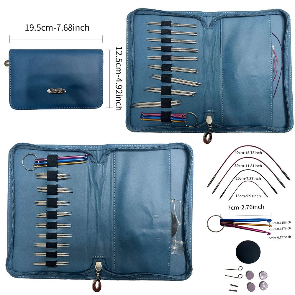 9 Pairs Circular Knitting Needles Set