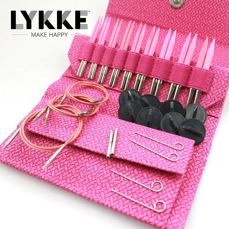 LYKKE BLUSH 3.5'' 9cm  Interchangeable Circular Knitting Needle Set Pink Color  Wooden