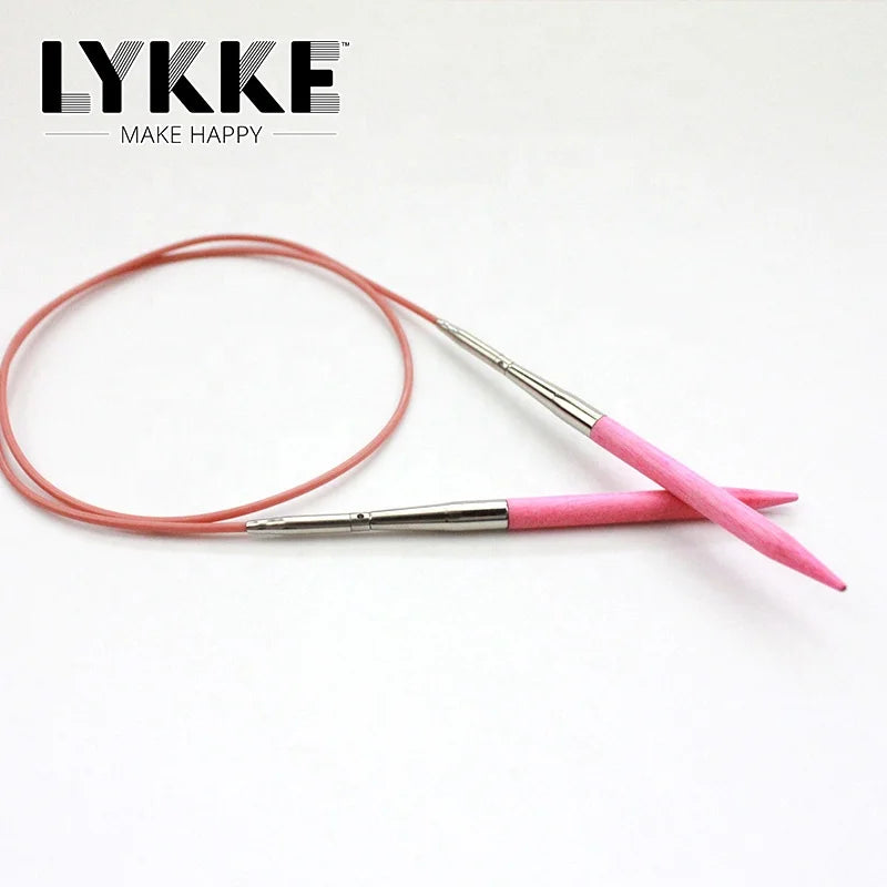 LYKKE BLUSH 3.5'' 9cm  Interchangeable Circular Knitting Needle Set Pink Color  Wooden