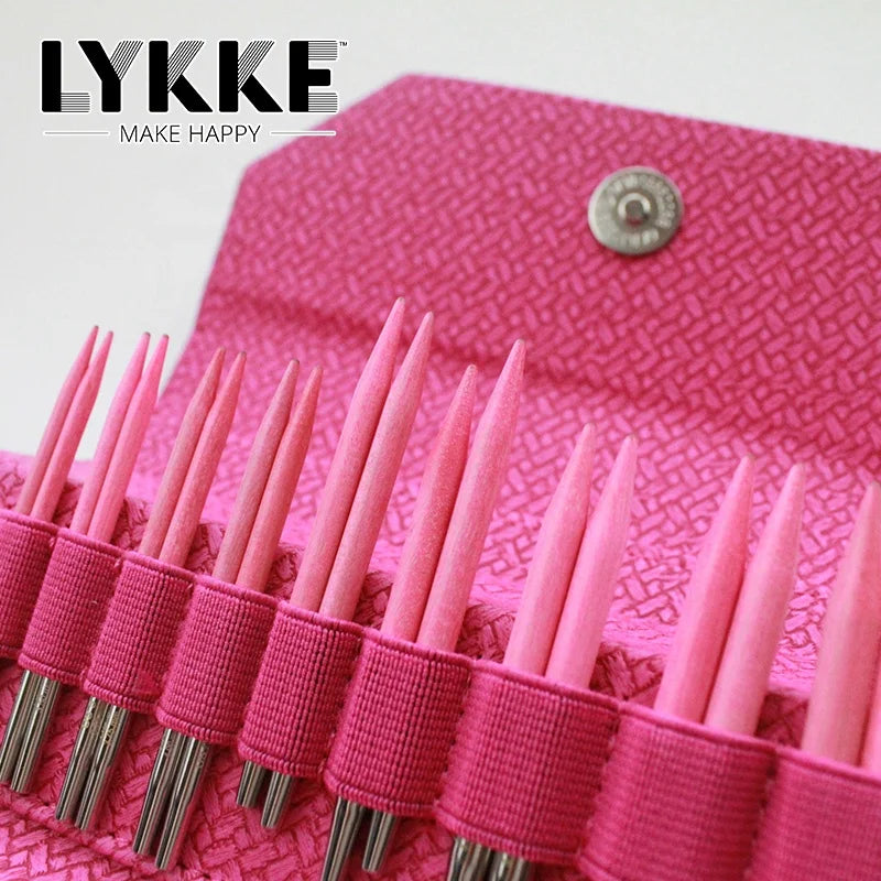 LYKKE BLUSH 3.5'' 9cm  Interchangeable Circular Knitting Needle Set Pink Color  Wooden