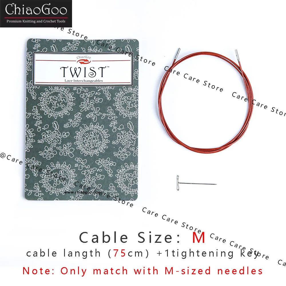1Piece Original ChiaoGoo TWIST Red Interchangeable Knitting Needles Cable Spokes Cord ChiaoGoo Memory-Free Nylon Steel Cables