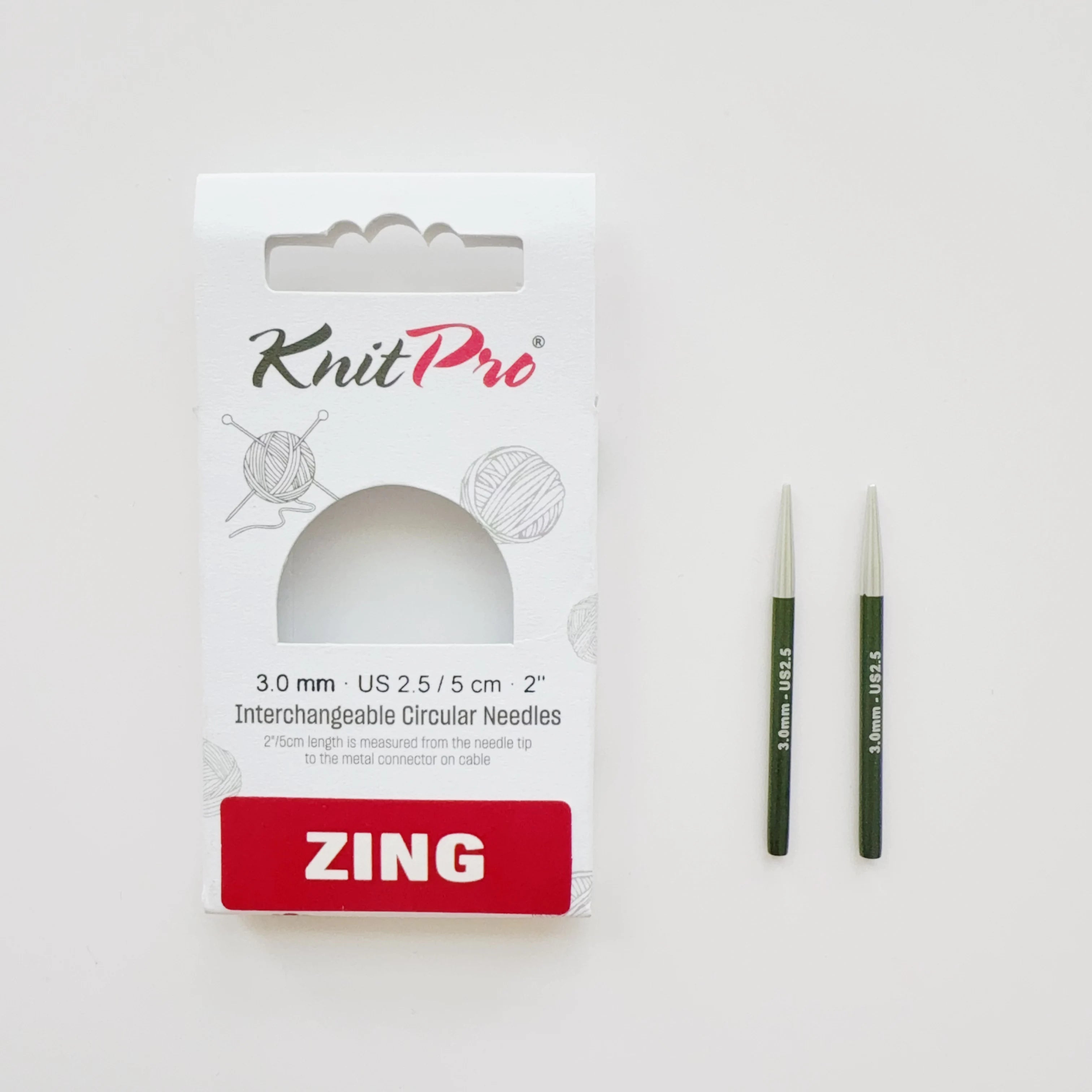 1Pair KnitPro Zing 5cm Interchangeable Circular Knitting Needls