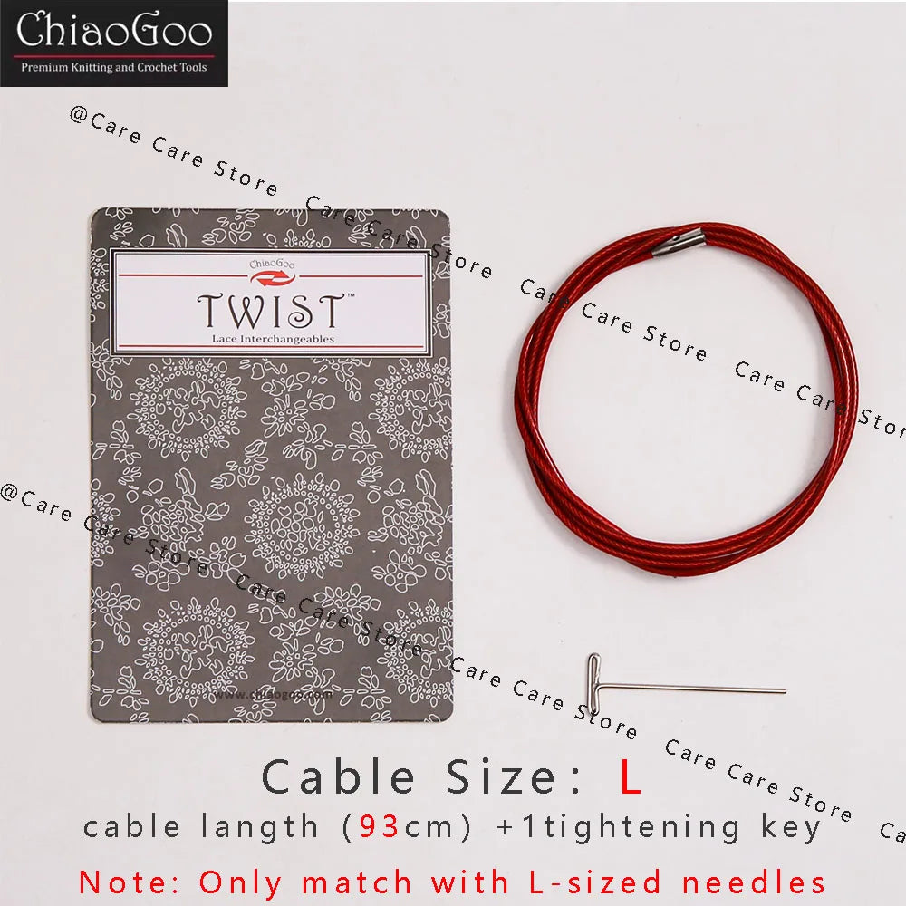 1Piece Original ChiaoGoo TWIST Red Interchangeable Knitting Needles Cable Spokes Cord ChiaoGoo Memory-Free Nylon Steel Cables