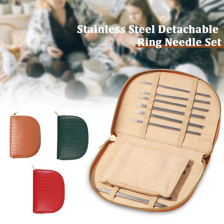 Interchangeable Circular Knitting Needles 2-5mm Detachable Stainless Steel Crochet Knitting Tool DIY Handmade Weaving Crafts Kit