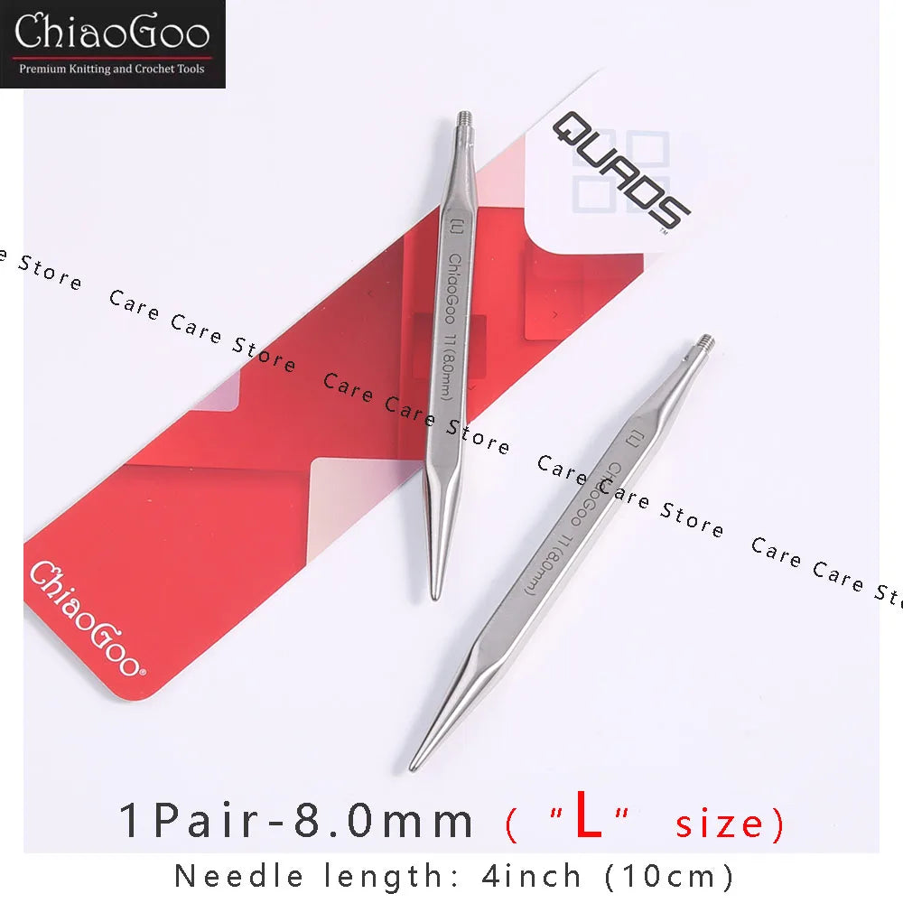 1Pair Premium ChiaoGoo Stainless Steel Cube Knitting Needles