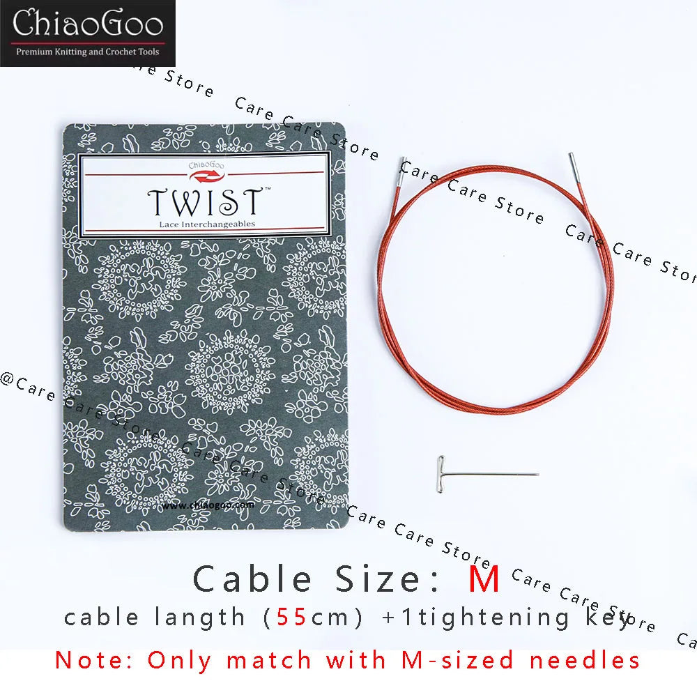 1Piece Original ChiaoGoo TWIST Red Interchangeable Knitting Needles Cable Spokes Cord ChiaoGoo Memory-Free Nylon Steel Cables