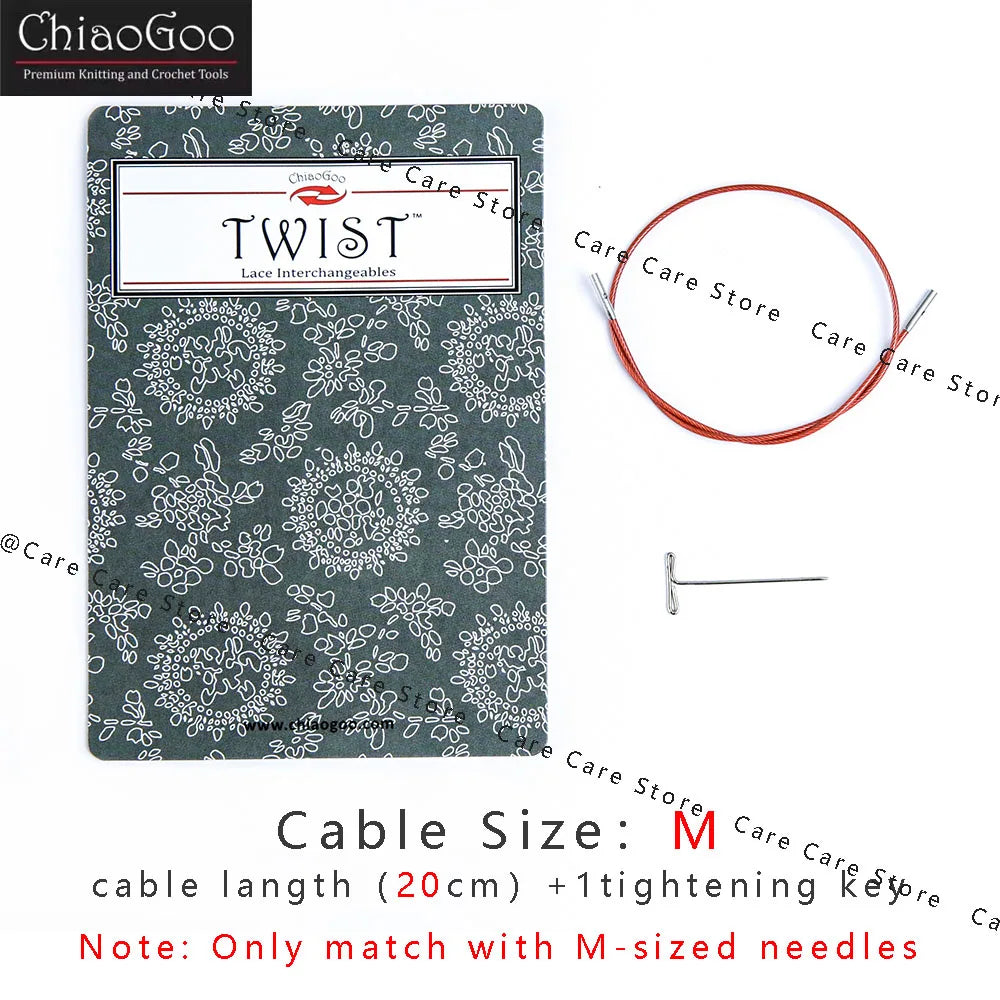 1Piece Original ChiaoGoo TWIST Red Interchangeable Knitting Needles Cable Spokes Cord ChiaoGoo Memory-Free Nylon Steel Cables