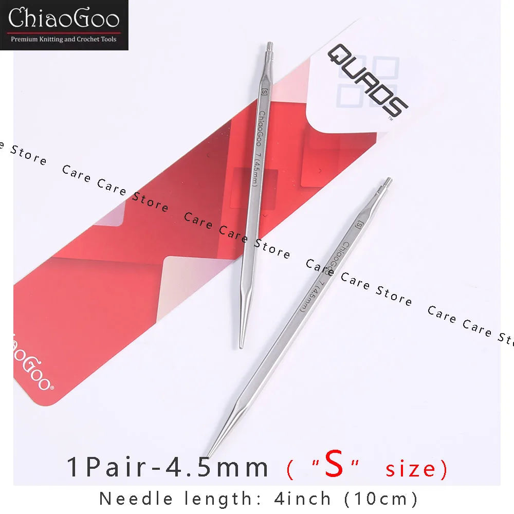 1Pair Premium ChiaoGoo Stainless Steel Cube Knitting Needles