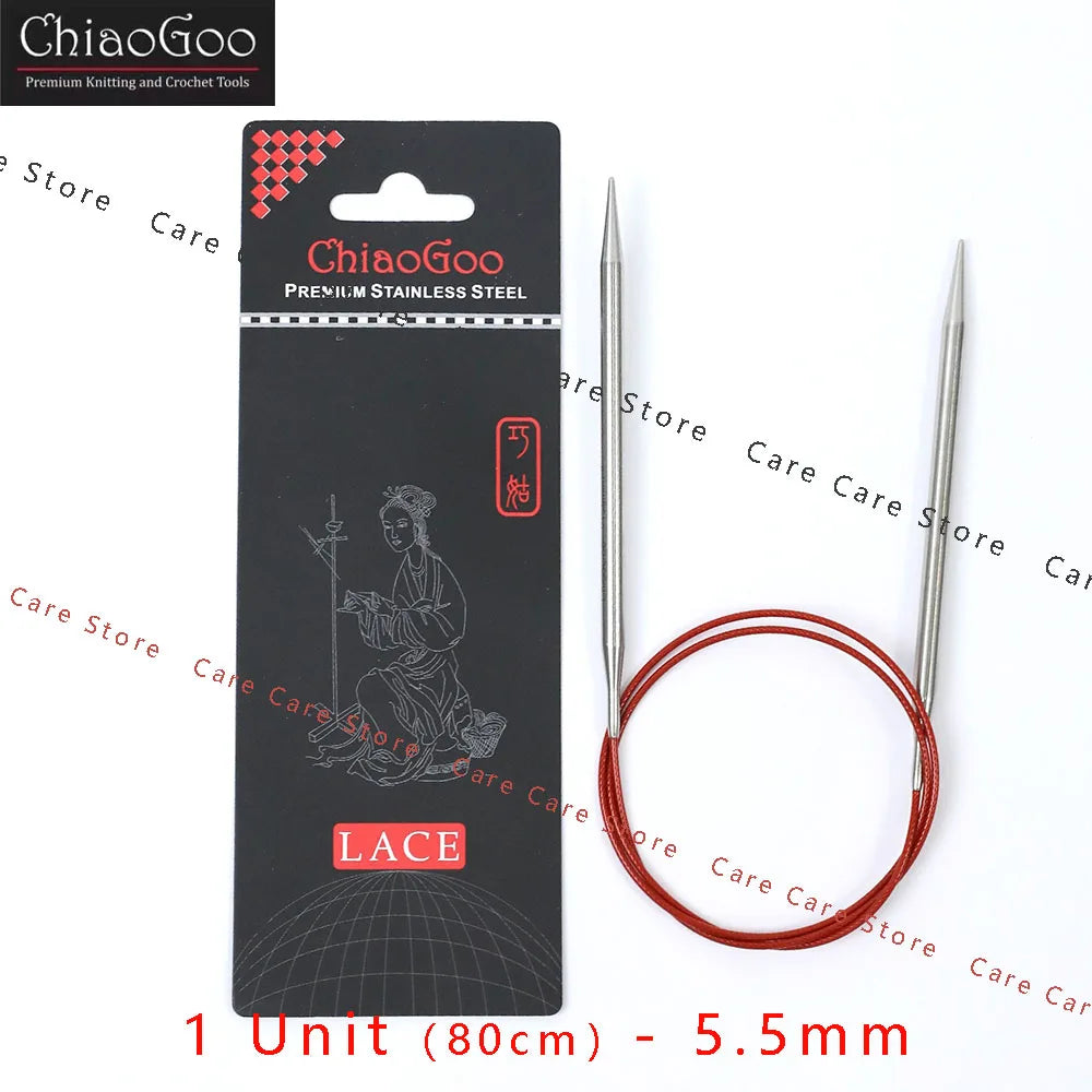 Original ChiaoGoo 80cm Premium Stainless Steel Circular Knitting Needles