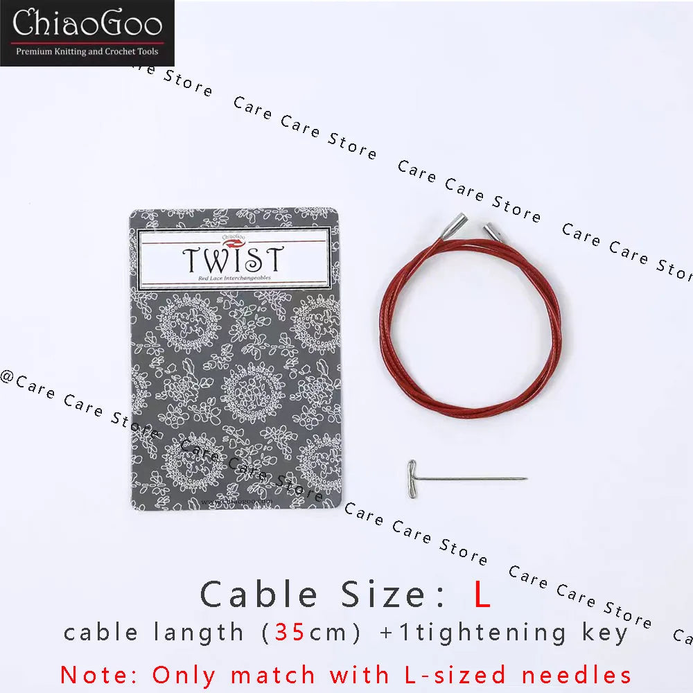 1Piece Original ChiaoGoo TWIST Red Interchangeable Knitting Needles Cable Spokes Cord ChiaoGoo Memory-Free Nylon Steel Cables