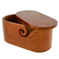 Oval Wooden Yarn Bowl with Lid & Double Slot