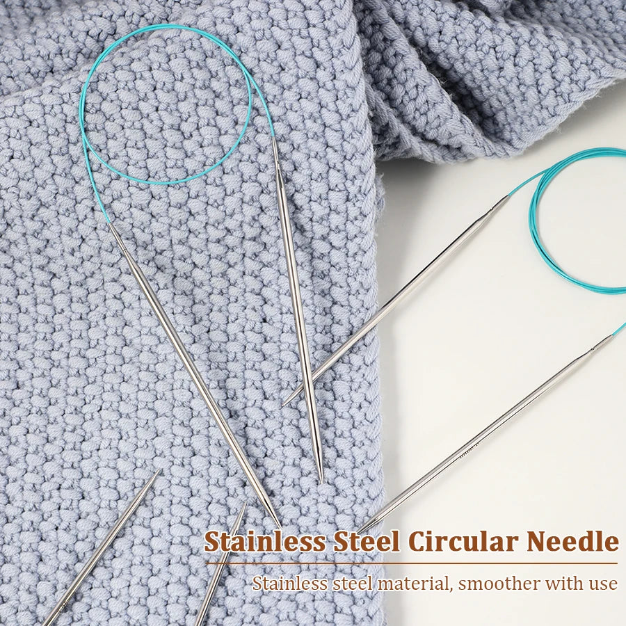 Interchangeable Circular Knitting Needles 2-5mm Detachable Stainless Steel Crochet Knitting Tool DIY Handmade Weaving Crafts Kit