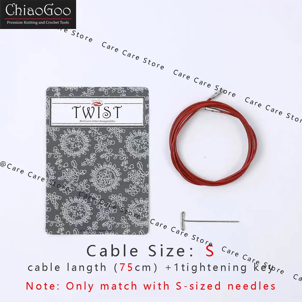 1Piece Original ChiaoGoo TWIST Red Interchangeable Knitting Needles Cable Spokes Cord ChiaoGoo Memory-Free Nylon Steel Cables