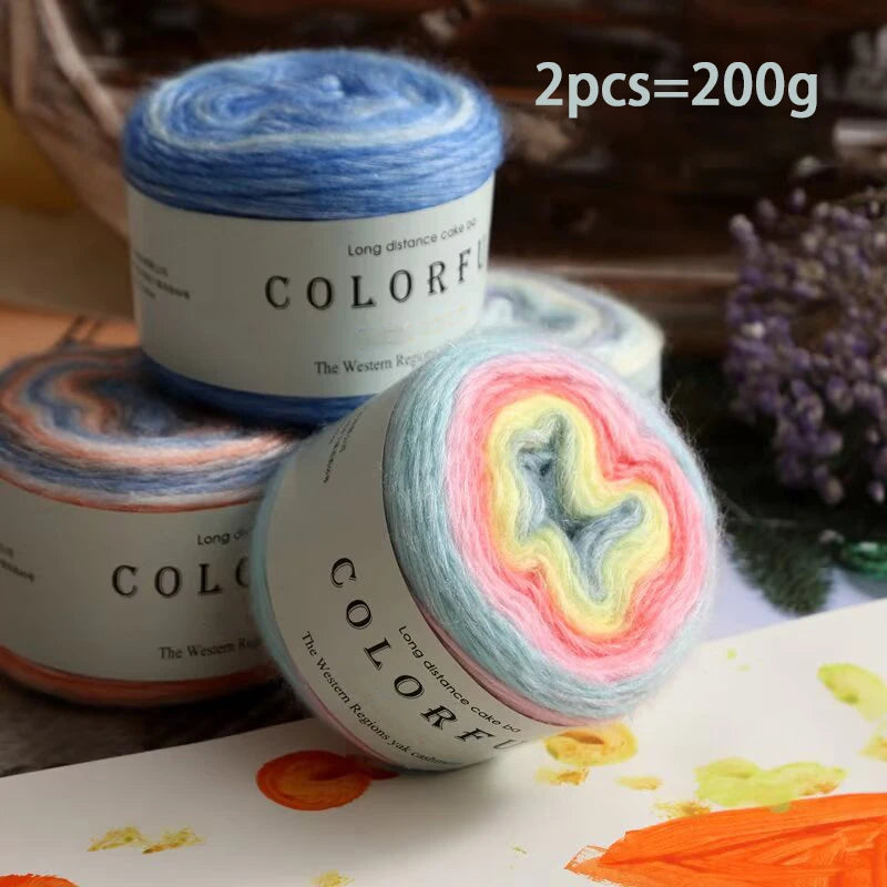 1 Bag = 2 Skeins = 200g Gradient Cake Yarn