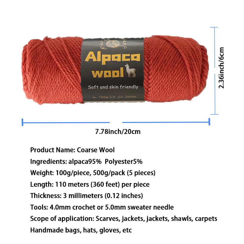 Alpaca Wool Chunky Yarn 500g – 5 Pack