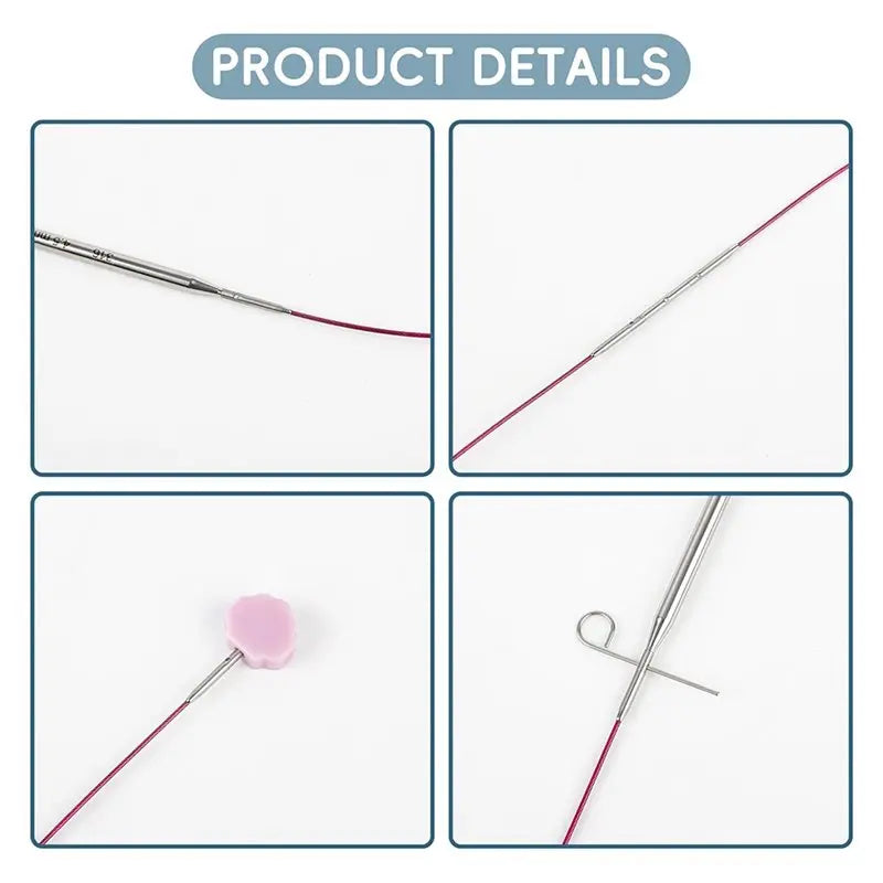 4.5 Inch Lace Interchangeable Circular Knitting Needle Set, Sizes US 1, 1.5, 2, 2.5, 4, 5, 6, 7 Interchangeable