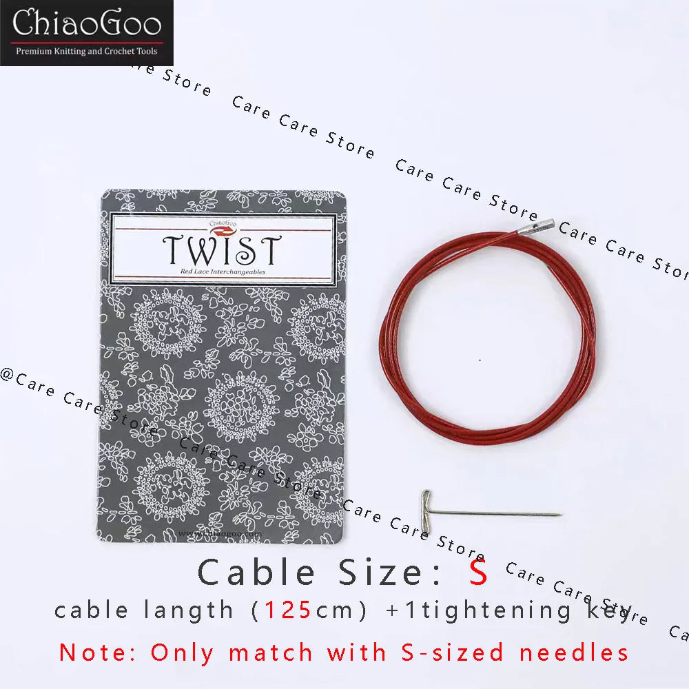1Piece Original ChiaoGoo TWIST Red Interchangeable Knitting Needles Cable Spokes Cord ChiaoGoo Memory-Free Nylon Steel Cables