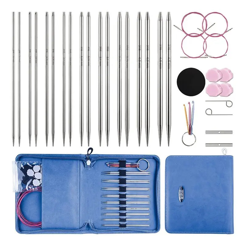 4.5 Inch Lace Interchangeable Circular Knitting Needle Set, Sizes US 1, 1.5, 2, 2.5, 4, 5, 6, 7 Interchangeable