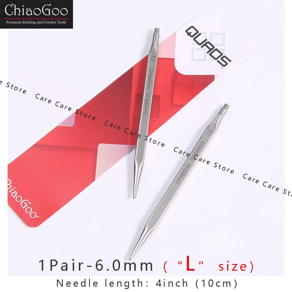 1Pair Premium ChiaoGoo Stainless Steel Cube Knitting Needles