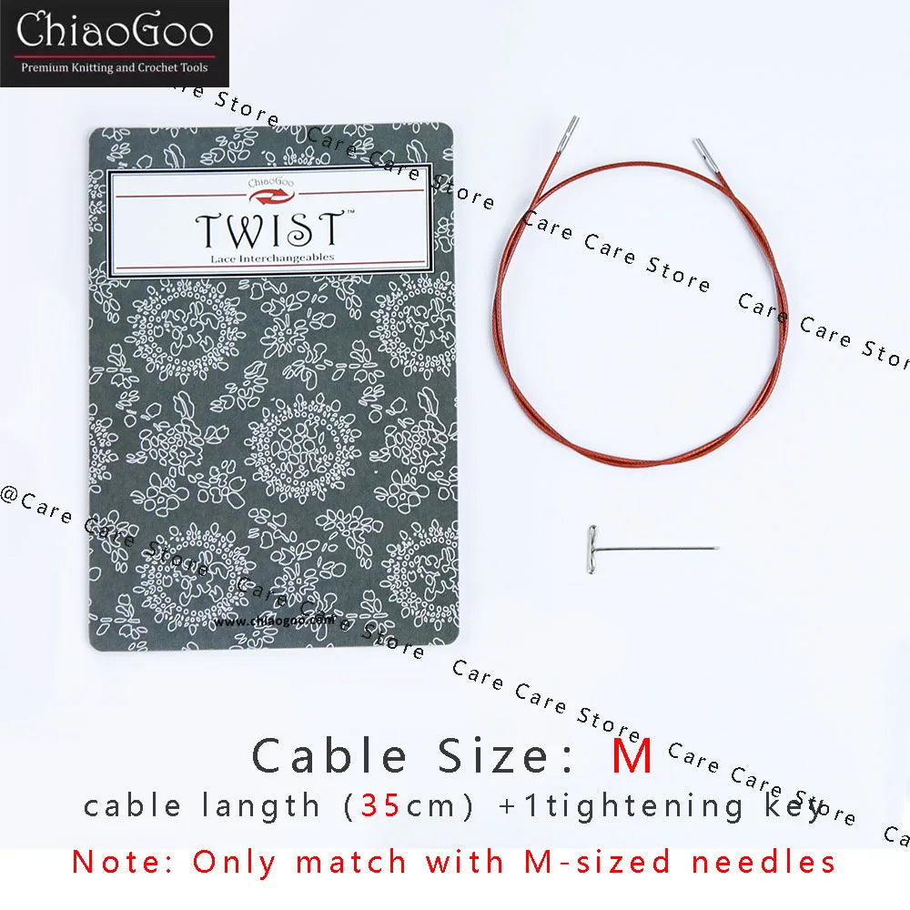 1Piece Original ChiaoGoo TWIST Red Interchangeable Knitting Needles Cable Spokes Cord ChiaoGoo Memory-Free Nylon Steel Cables