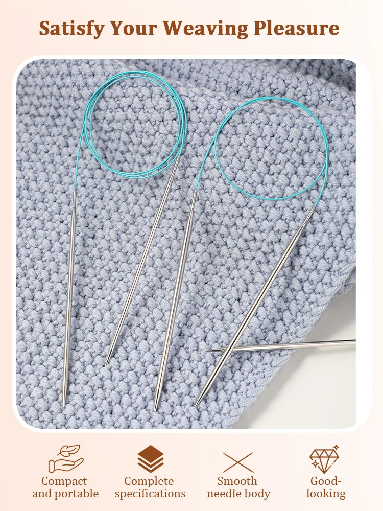 Interchangeable Circular Knitting Needles 2-5mm Detachable Stainless Steel Crochet Knitting Tool DIY Handmade Weaving Crafts Kit
