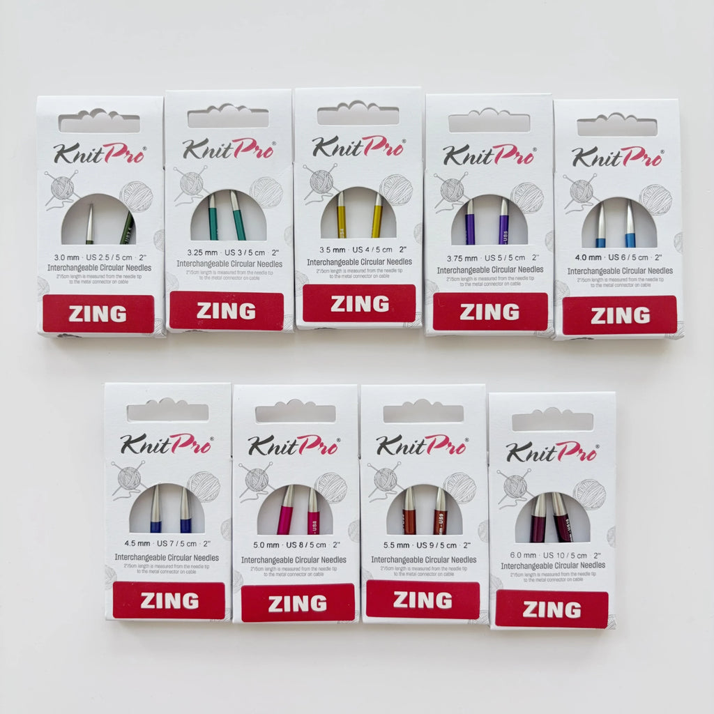1Pair KnitPro Zing 5cm Interchangeable Circular Knitting Needls