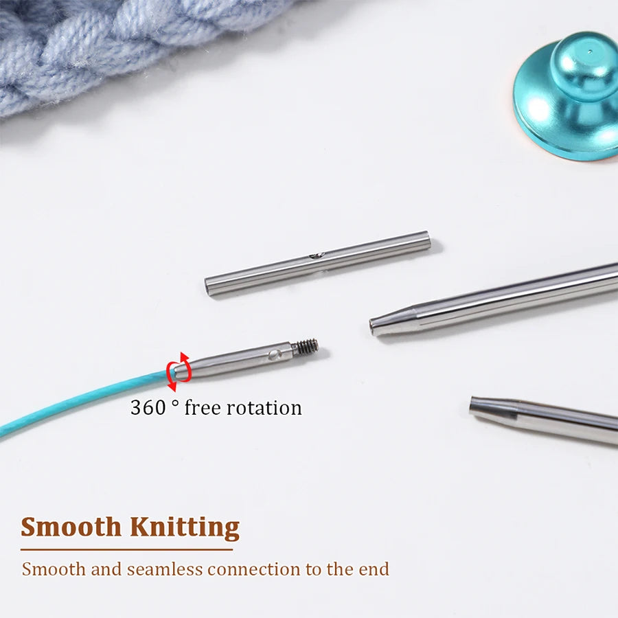 Interchangeable Circular Knitting Needles 2-5mm Detachable Stainless Steel Crochet Knitting Tool DIY Handmade Weaving Crafts Kit