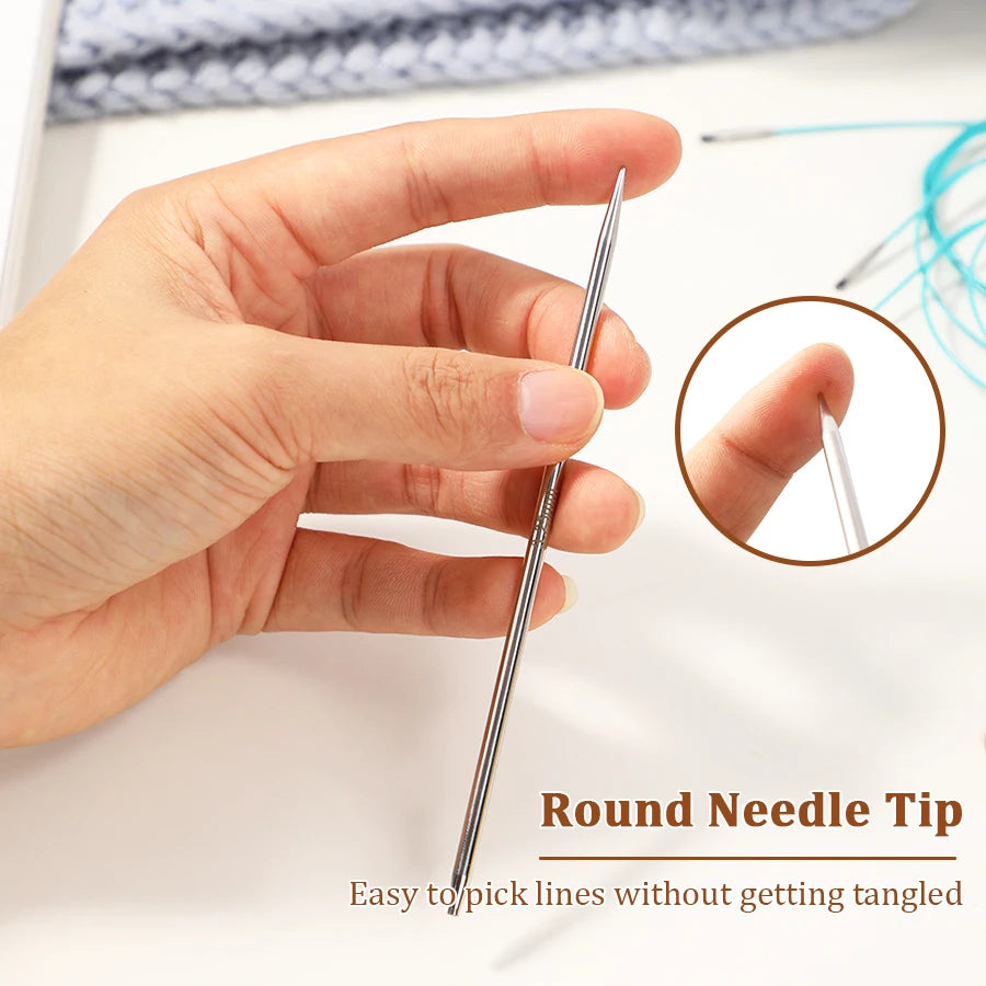 Interchangeable Circular Knitting Needles 2-5mm Detachable Stainless Steel Crochet Knitting Tool DIY Handmade Weaving Crafts Kit