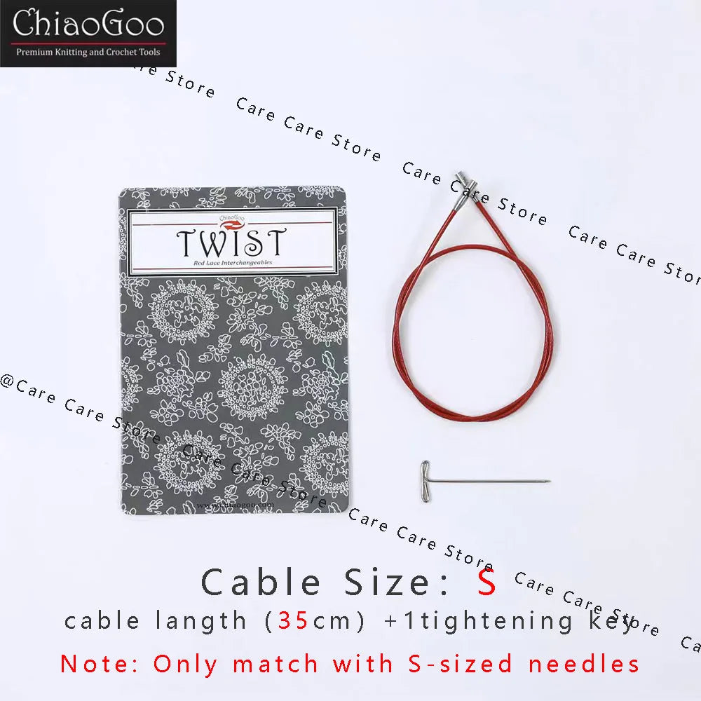 1Piece Original ChiaoGoo TWIST Red Interchangeable Knitting Needles Cable Spokes Cord ChiaoGoo Memory-Free Nylon Steel Cables