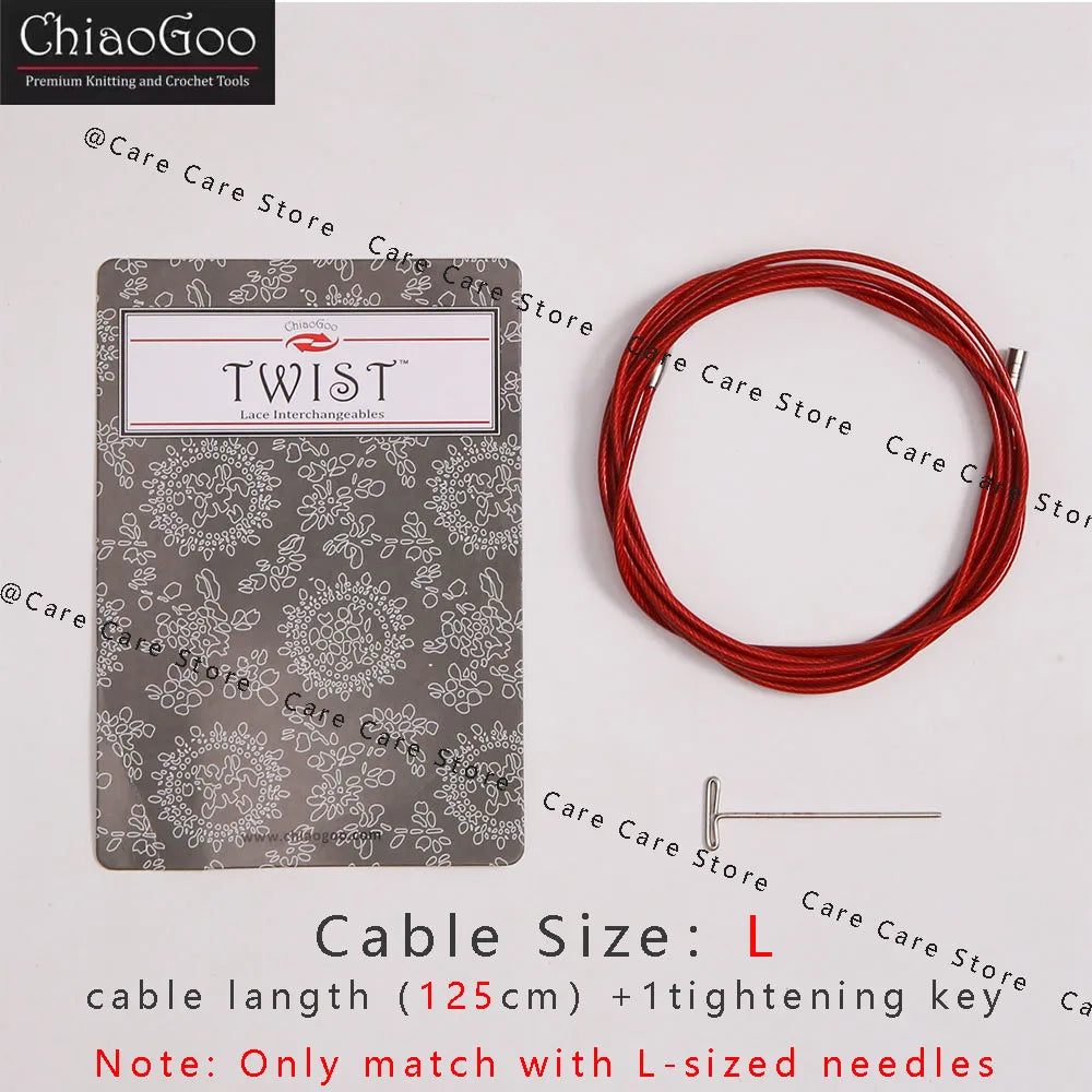 1Piece Original ChiaoGoo TWIST Red Interchangeable Knitting Needles Cable Spokes Cord ChiaoGoo Memory-Free Nylon Steel Cables