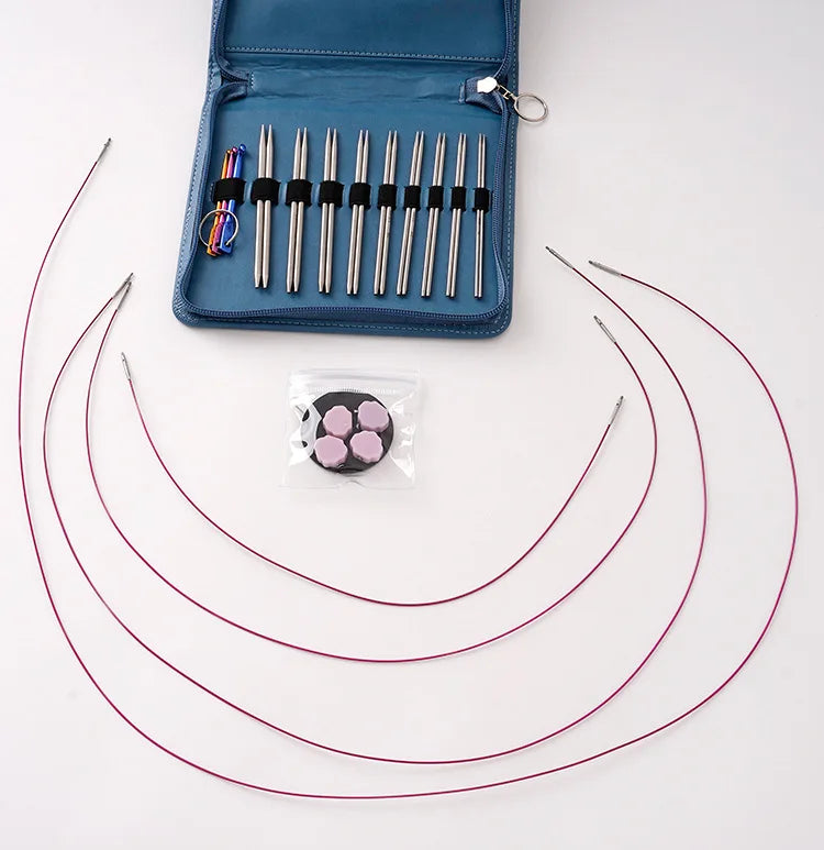 9 Pairs (2.2-4.5mm) Detachable Circular Needles Set