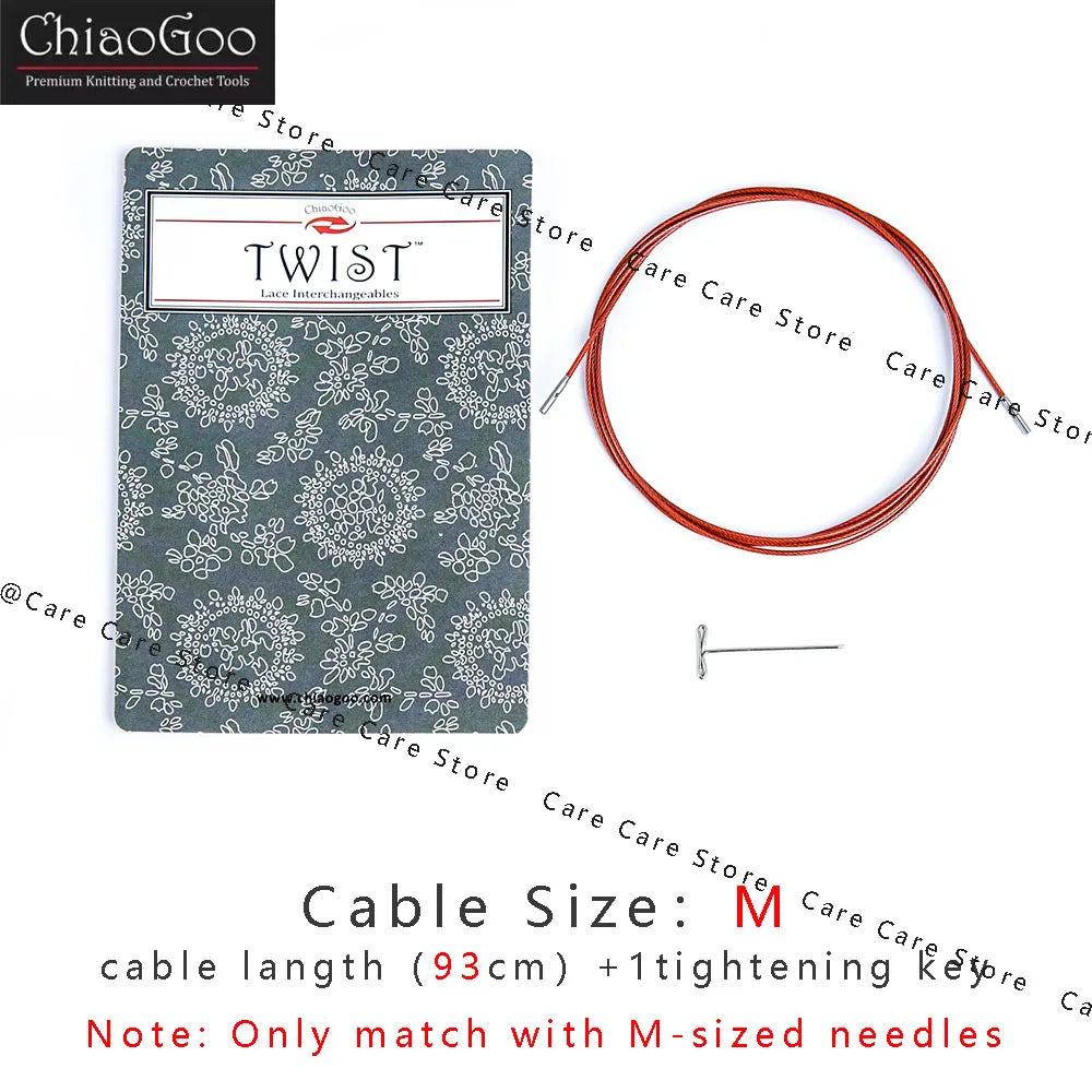 1Piece Original ChiaoGoo TWIST Red Interchangeable Knitting Needles Cable Spokes Cord ChiaoGoo Memory-Free Nylon Steel Cables