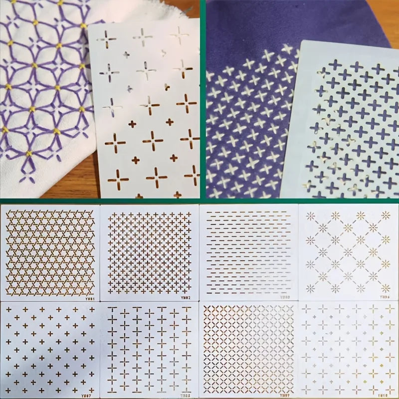Sashiko Quilting Stencil Templates 8pcs