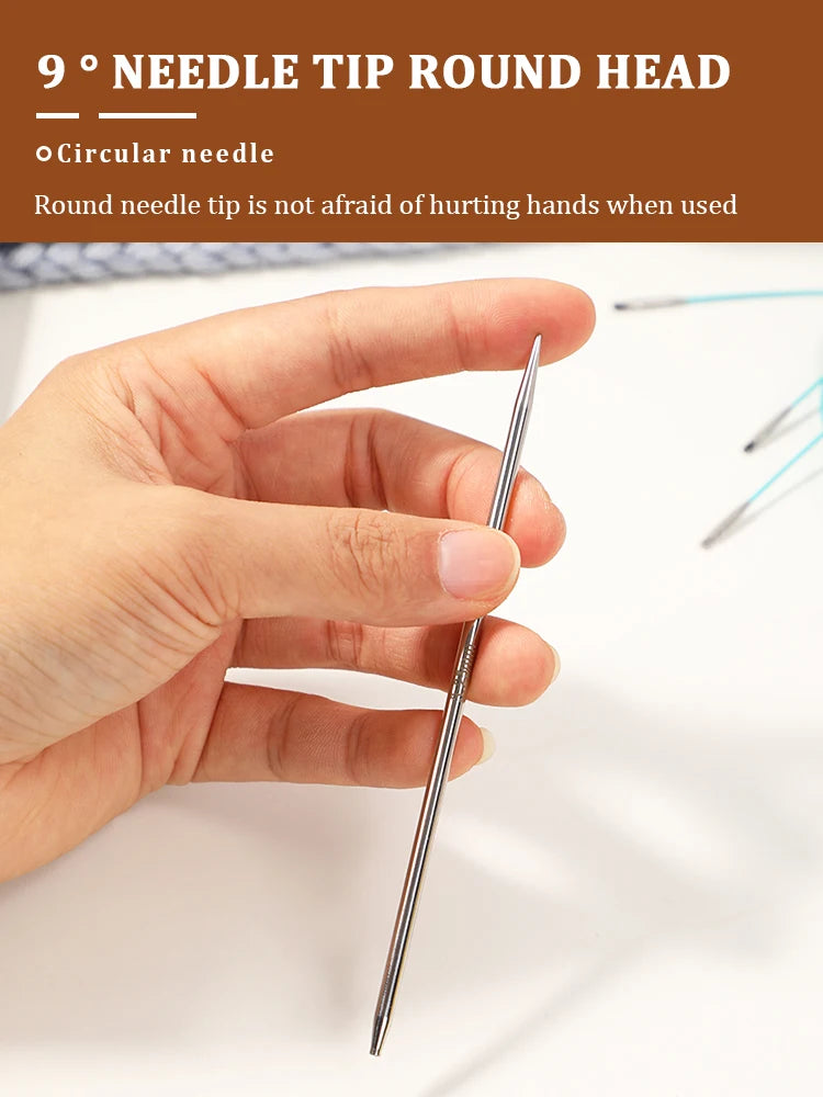 Interchangeable Circular Knitting Needles 2-5mm Detachable Stainless Steel Crochet Knitting Tool DIY Handmade Weaving Crafts Kit