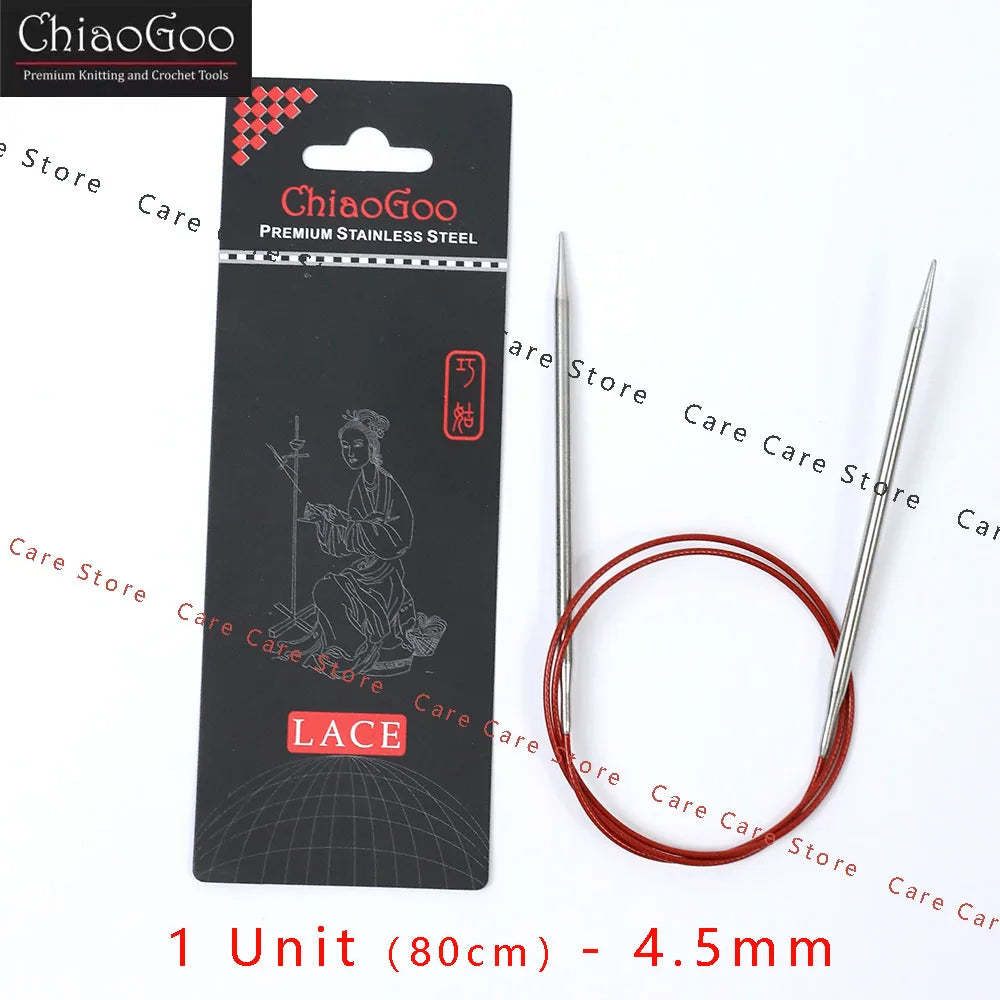 Original ChiaoGoo 80cm Premium Stainless Steel Circular Knitting Needles