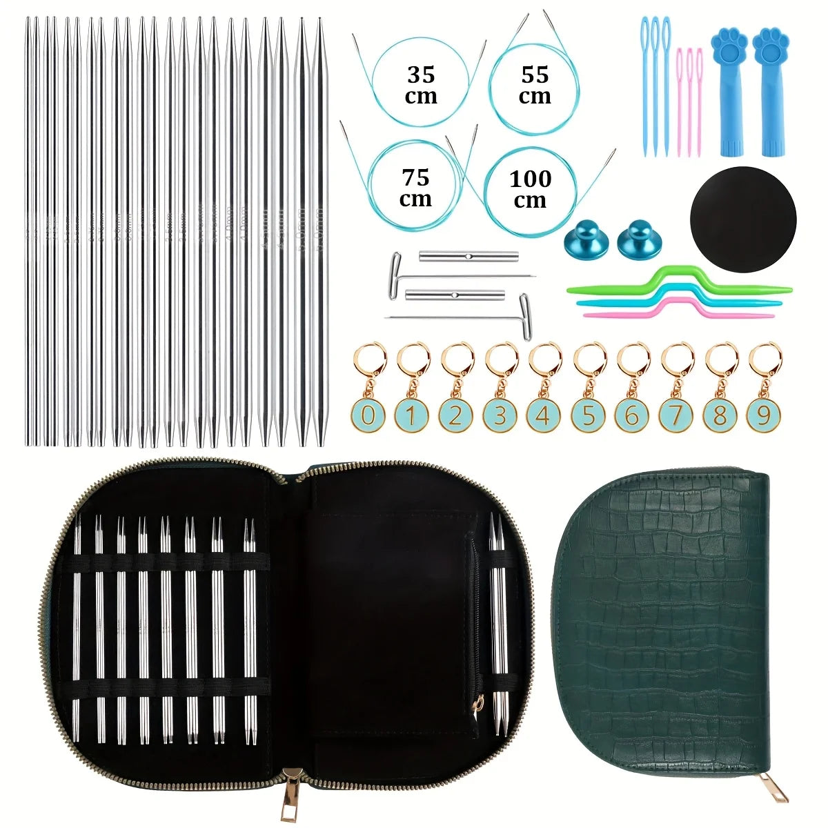 Interchangeable Circular Knitting Needles 2-5mm Detachable Stainless Steel Crochet Knitting Tool DIY Handmade Weaving Crafts Kit