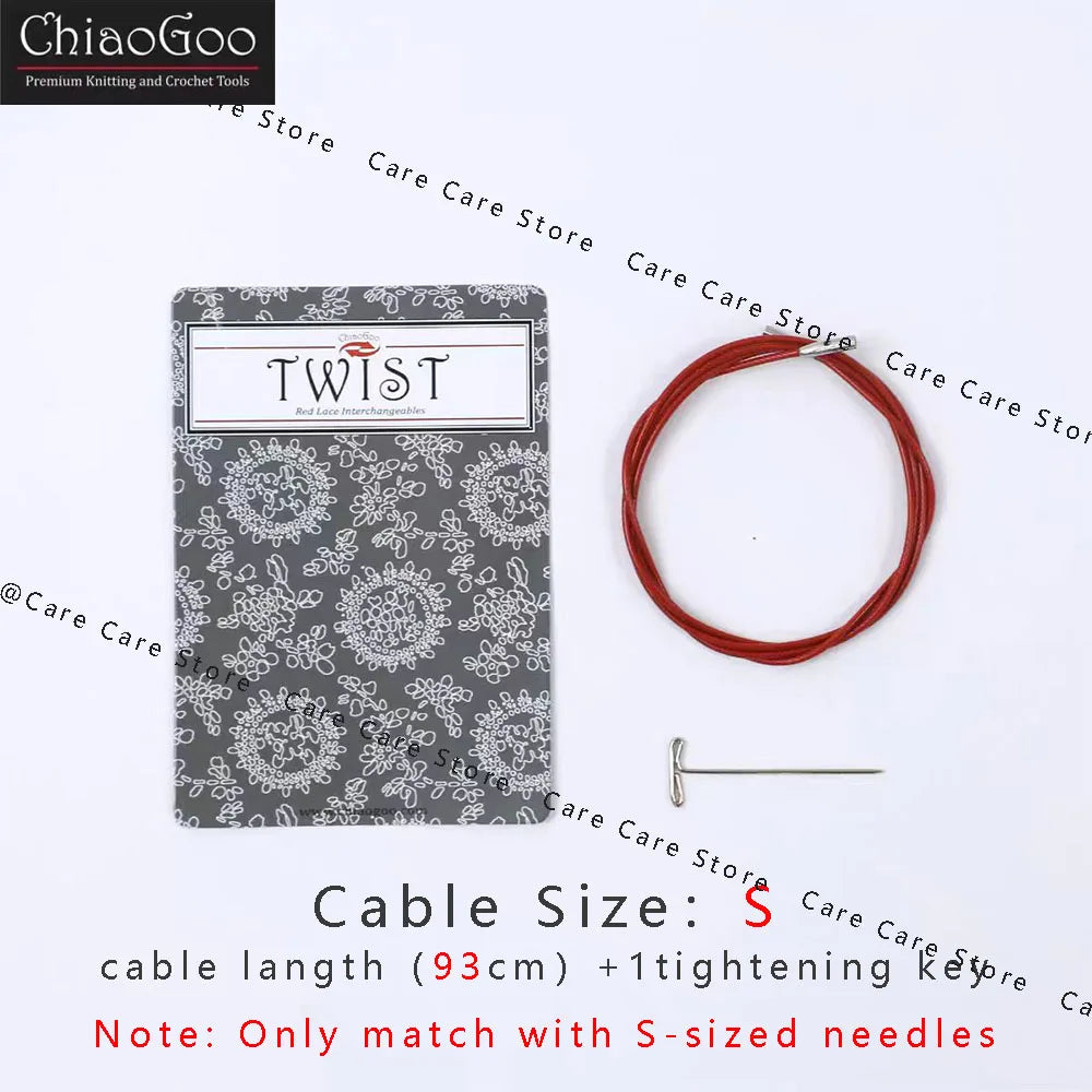 1Piece Original ChiaoGoo TWIST Red Interchangeable Knitting Needles Cable Spokes Cord ChiaoGoo Memory-Free Nylon Steel Cables