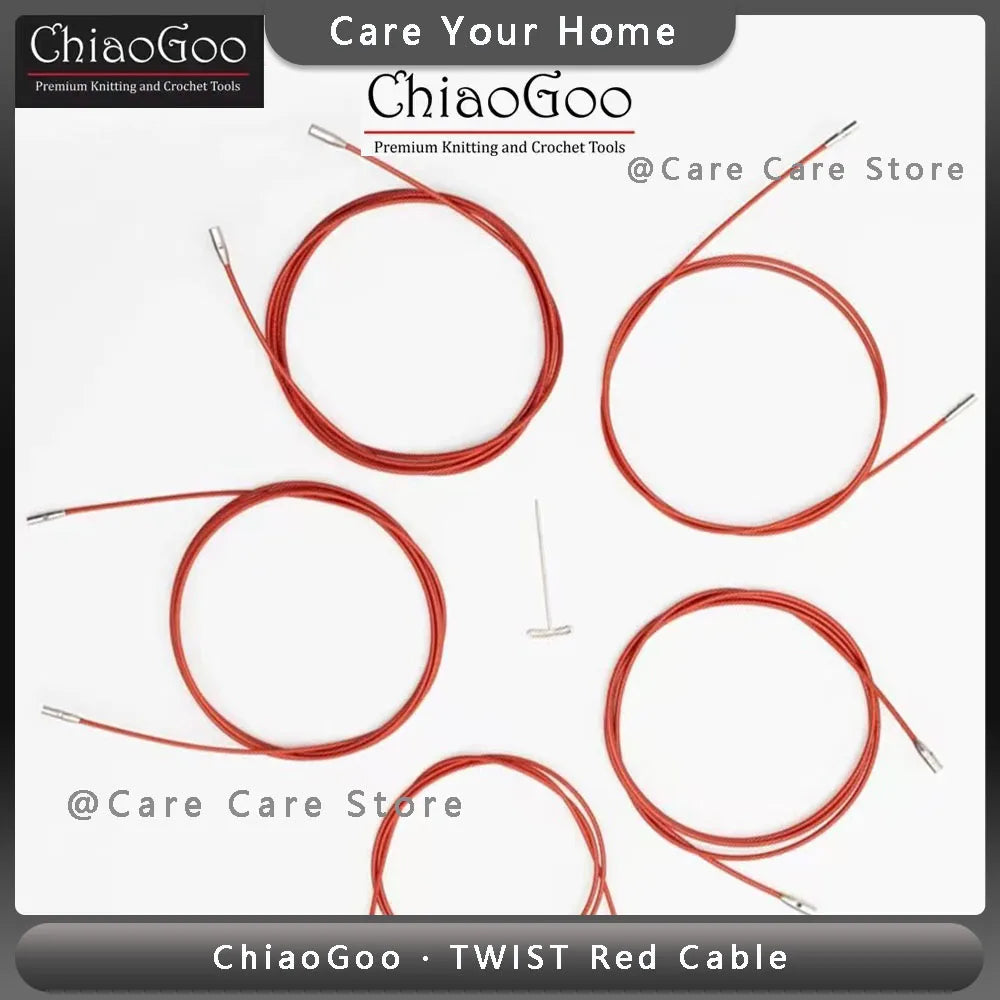 1Piece Original ChiaoGoo TWIST Red Interchangeable Knitting Needles Cable Spokes Cord ChiaoGoo Memory-Free Nylon Steel Cables
