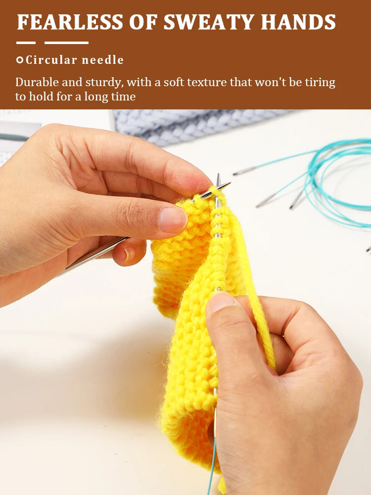 Interchangeable Circular Knitting Needles 2-5mm Detachable Stainless Steel Crochet Knitting Tool DIY Handmade Weaving Crafts Kit