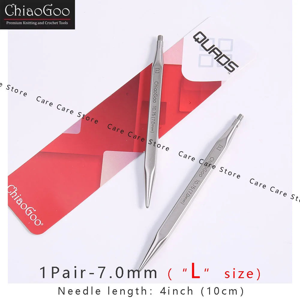 1Pair Premium ChiaoGoo Stainless Steel Cube Knitting Needles