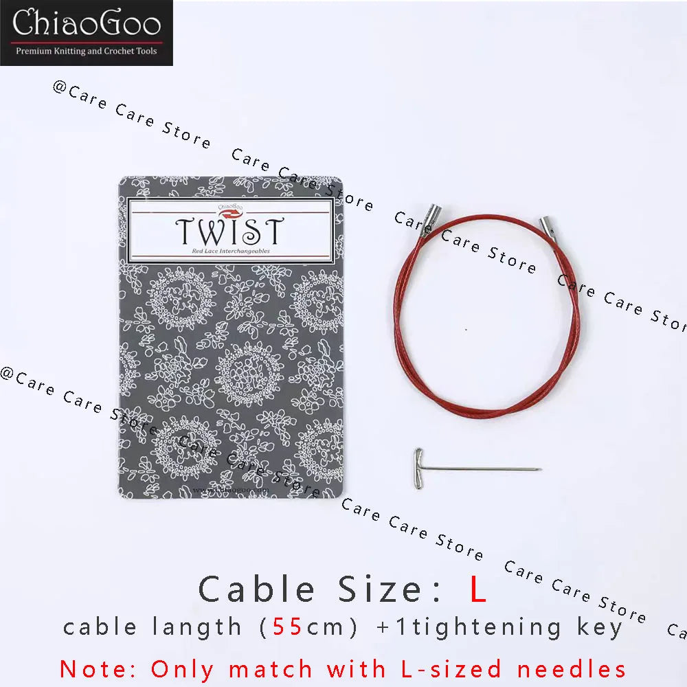 1Piece Original ChiaoGoo TWIST Red Interchangeable Knitting Needles Cable Spokes Cord ChiaoGoo Memory-Free Nylon Steel Cables