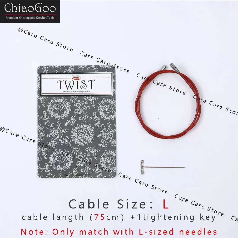 1Piece Original ChiaoGoo TWIST Red Interchangeable Knitting Needles Cable Spokes Cord ChiaoGoo Memory-Free Nylon Steel Cables