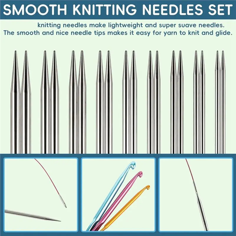 4.5 Inch Lace Interchangeable Circular Knitting Needle Set, Sizes US 1, 1.5, 2, 2.5, 4, 5, 6, 7 Interchangeable