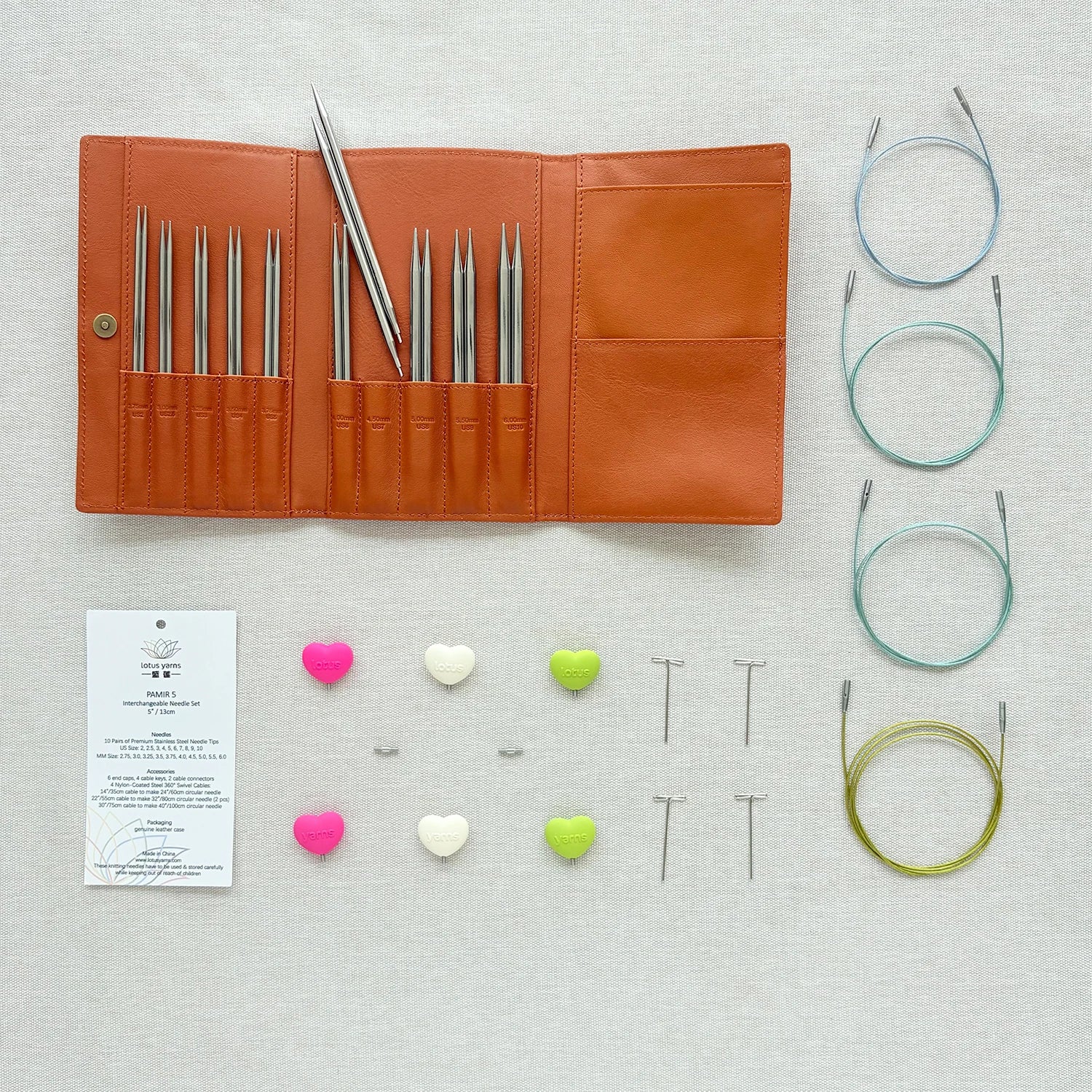 Lotus Yarns  PAMIR 5 Interchangeable Circular Needles Set( 10 Pairs needle length 11.5cm)