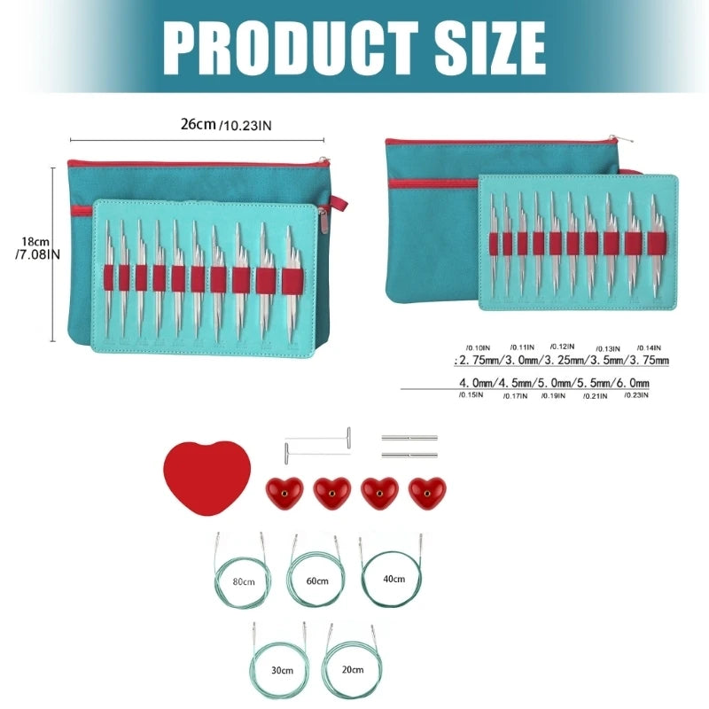 10Pairs Interchangeable Circular Knitting Needle