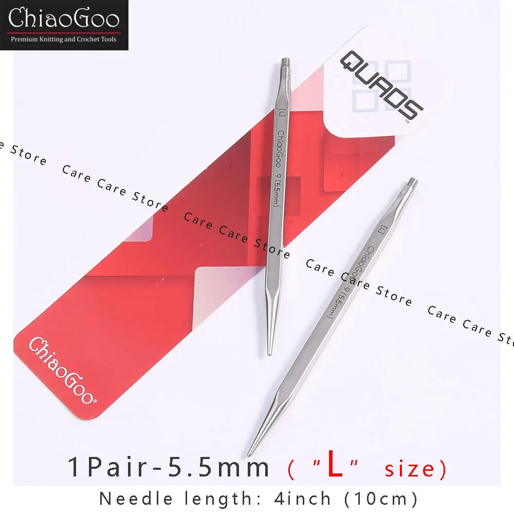 1Pair Premium ChiaoGoo Stainless Steel Cube Knitting Needles