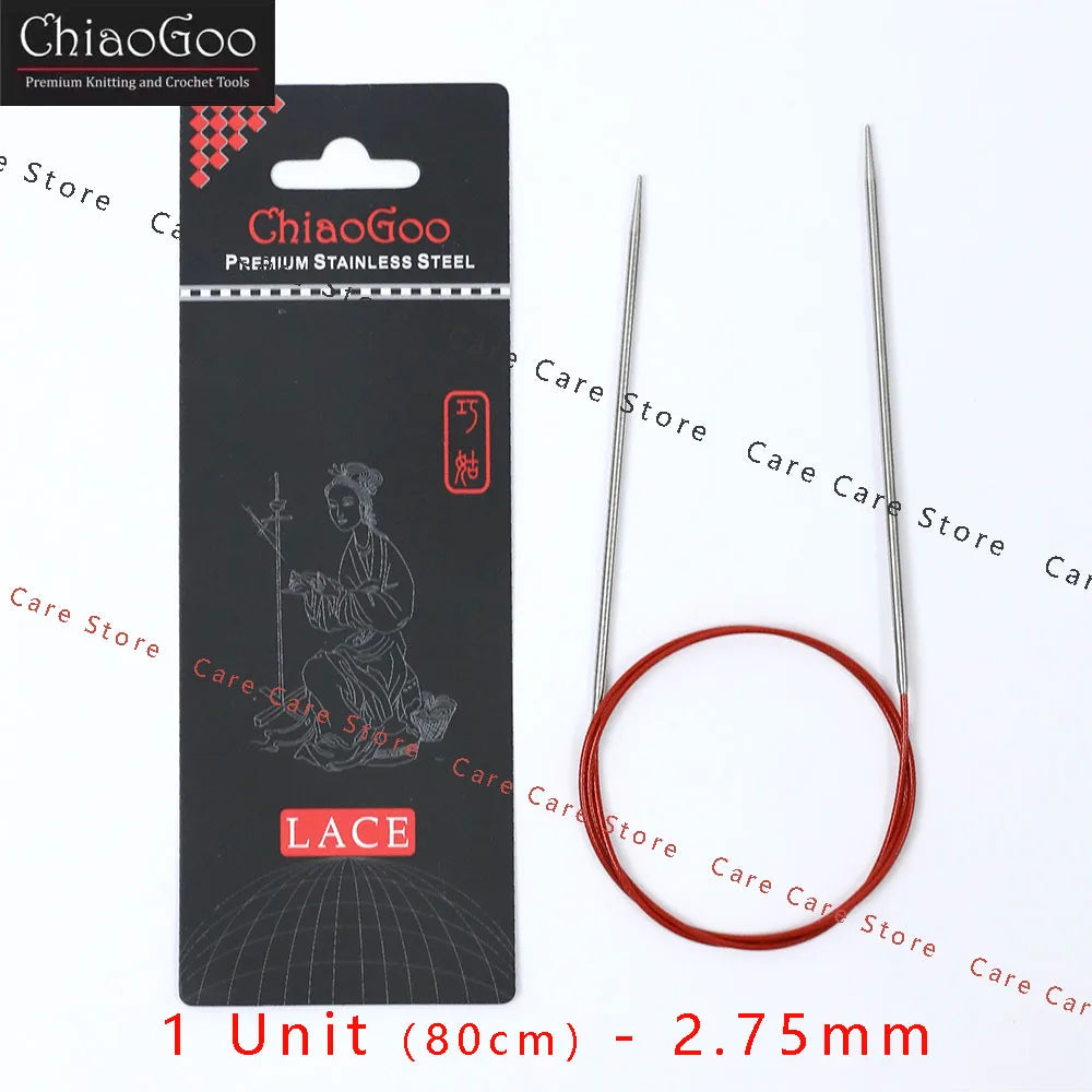 Original ChiaoGoo 80cm Premium Stainless Steel Circular Knitting Needles