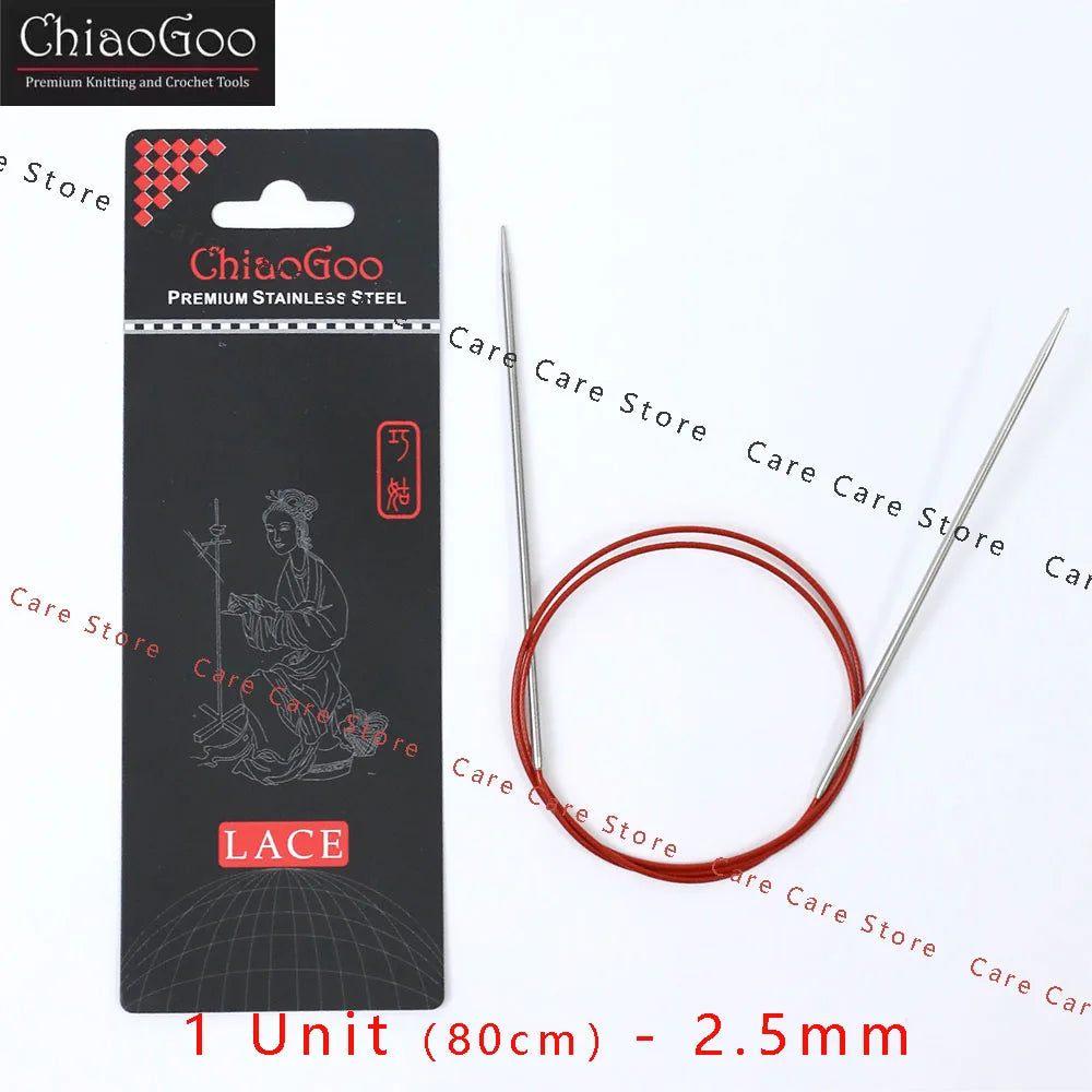 Original ChiaoGoo 80cm Premium Stainless Steel Circular Knitting Needles